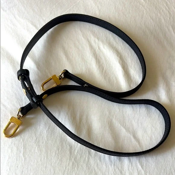 Authentic LV Black Leather Strap with Gold hardware - Picture 3 of 8